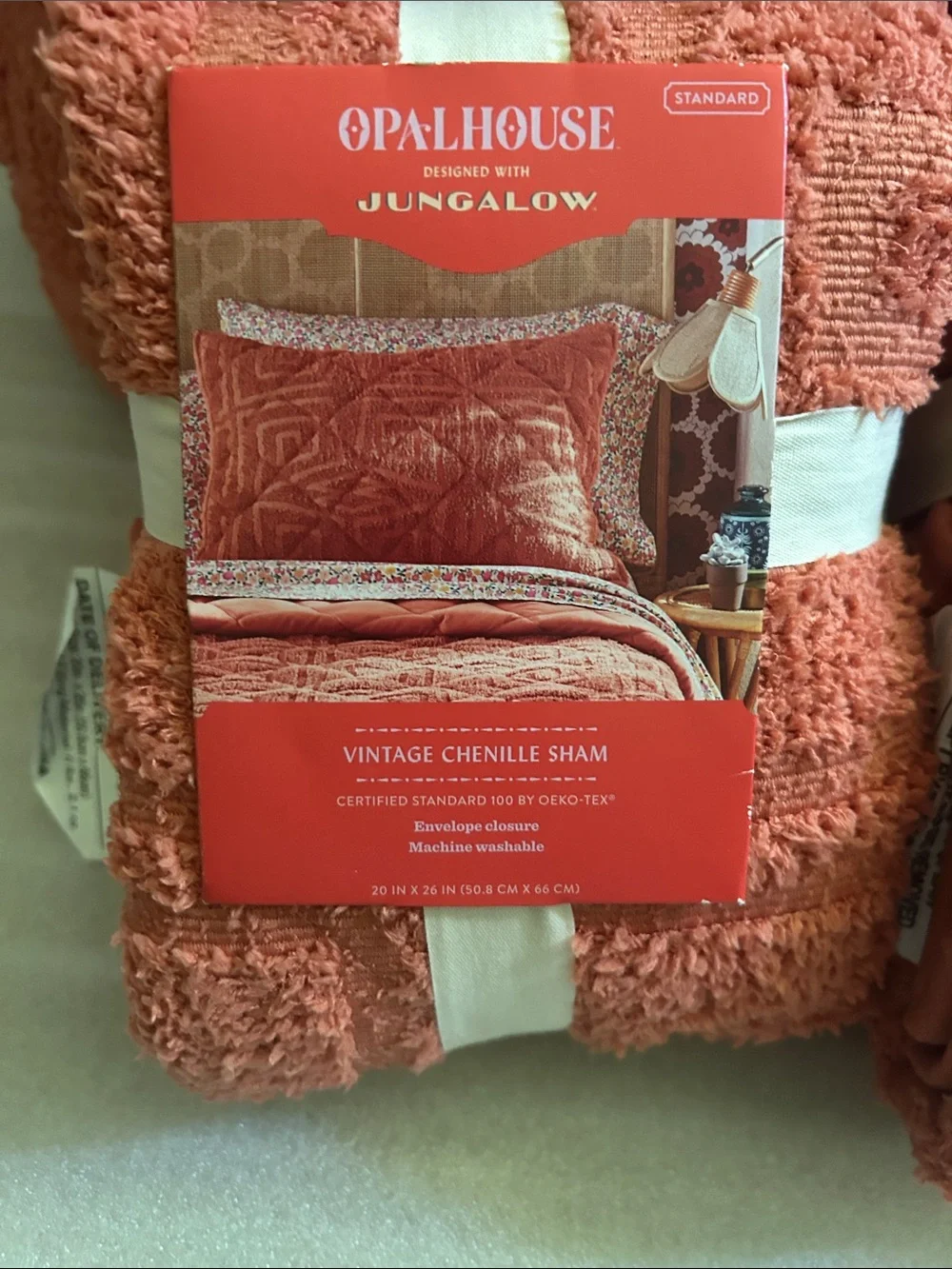 Opalhouse Jungalow F/Q Vintage Chenille Apricot Quilt and Shams Set